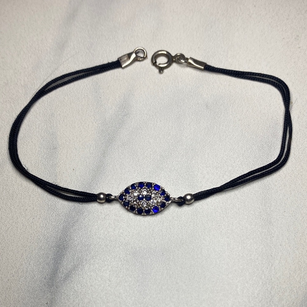 Evil Eye Blue‎ and Sterling Silver Bracelet 925 7.25"